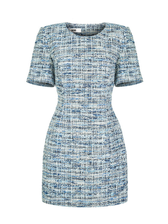 BENU BENU Vestito da giorno Tweedowa Blu Regular Fit