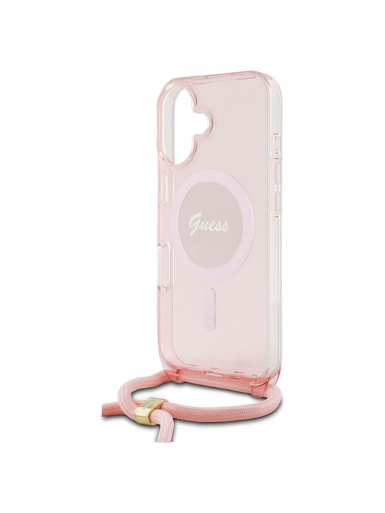 Guess Guess Etui na telefon Crossbody Cord Script Różowy