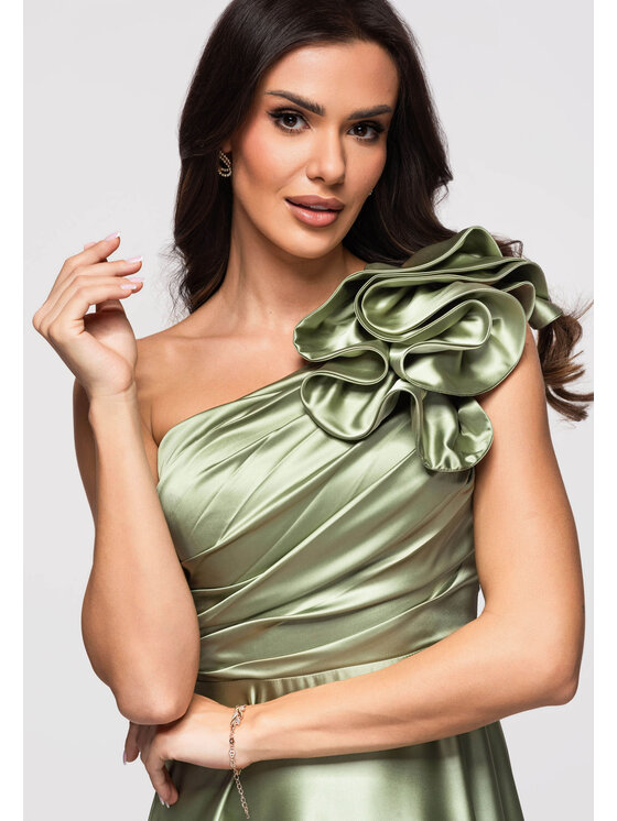 Ombre Ombre Sukienka wieczorowa LA-OM-DLR362 Zielony Regular Fit