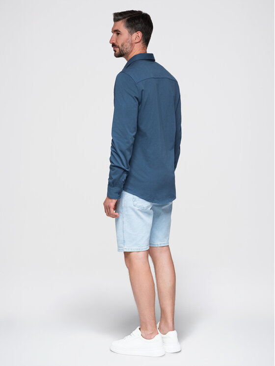 Ombre Ombre Koszula K697 Niebieski Regular Fit