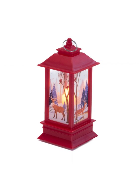MIAhome MIAhome Lampion świąteczny LED z reniferem Czerwony