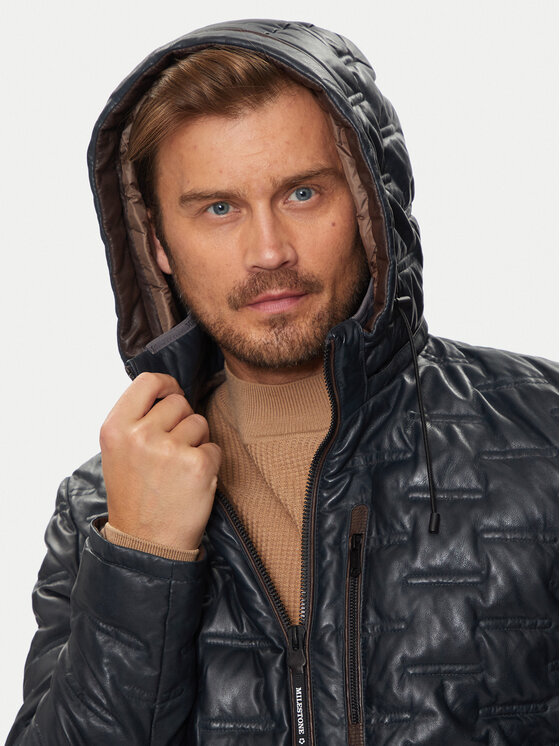 Milestone Lederjacke Tamino 431019 60305 Dunkelblau Regular Fit  