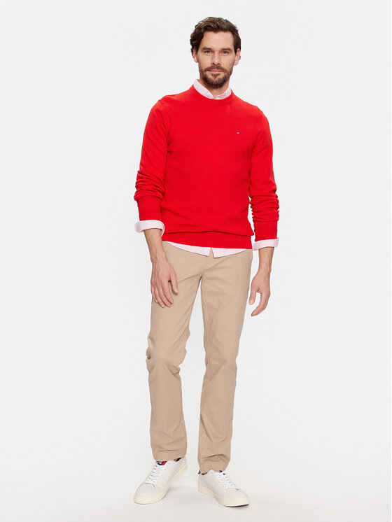 Tommy Hilfiger Tommy Hilfiger Pulover MW0MW28046 Rdeča Regular Fit