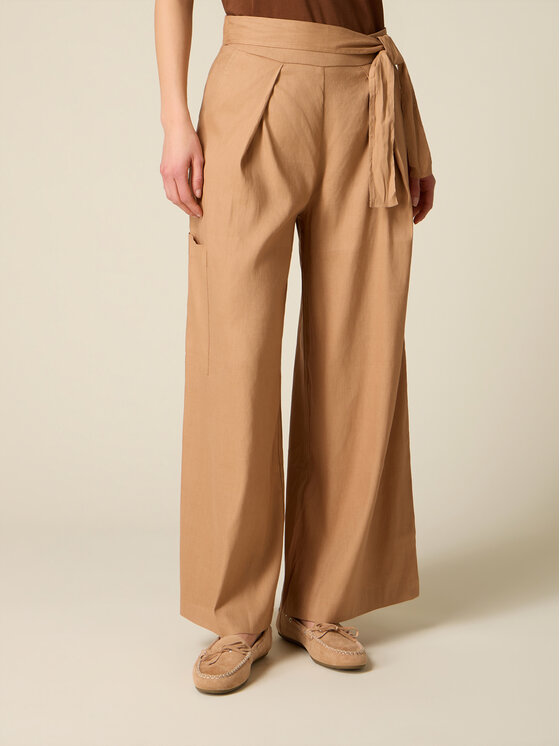 Oltre Oltre Spodnie materiałowe P011R008939N022 Kremowy Baggy Fit
