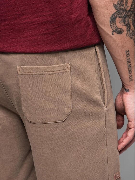 Ombre Ombre Szorty materiałowe OM-SRWS-0122 Brązowy Relaxed Fit