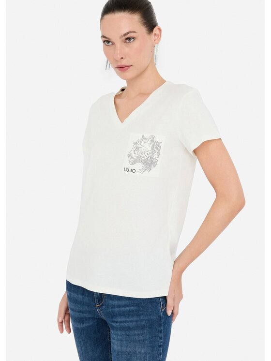 Liu Jo Liu Jo T-Shirt TF5295JS923M9890 Biały Regular Fit