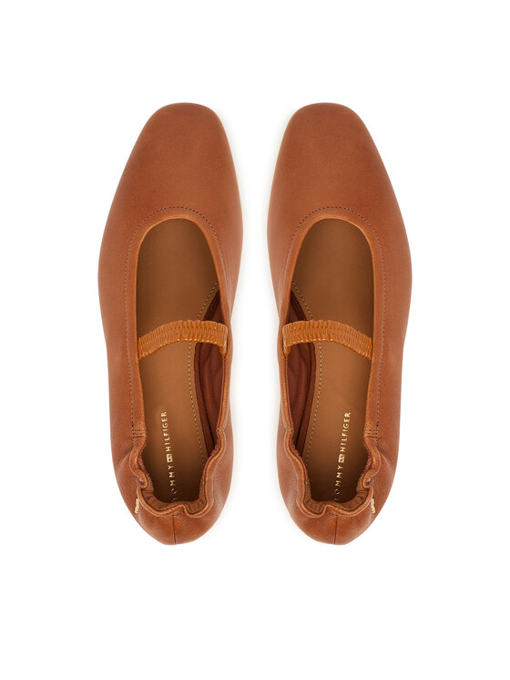 Tommy Hilfiger Tommy Hilfiger Baleriny Soft Leather Ellastic Ballerina FW0FW09245 Brązowy