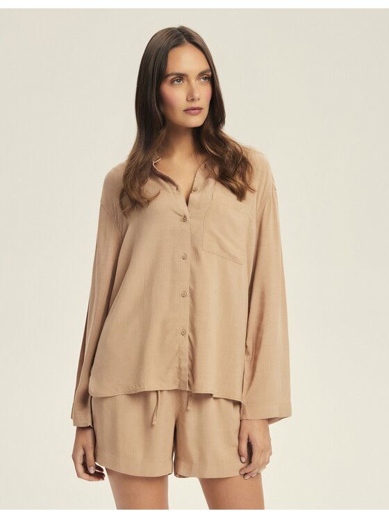 Esotiq Esotiq Piżama 43828 Beżowy Regular Fit