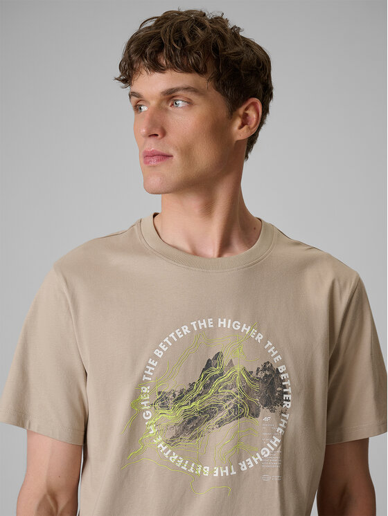 4F 4F T-Shirt TREKKING Beżowy Regular Fit