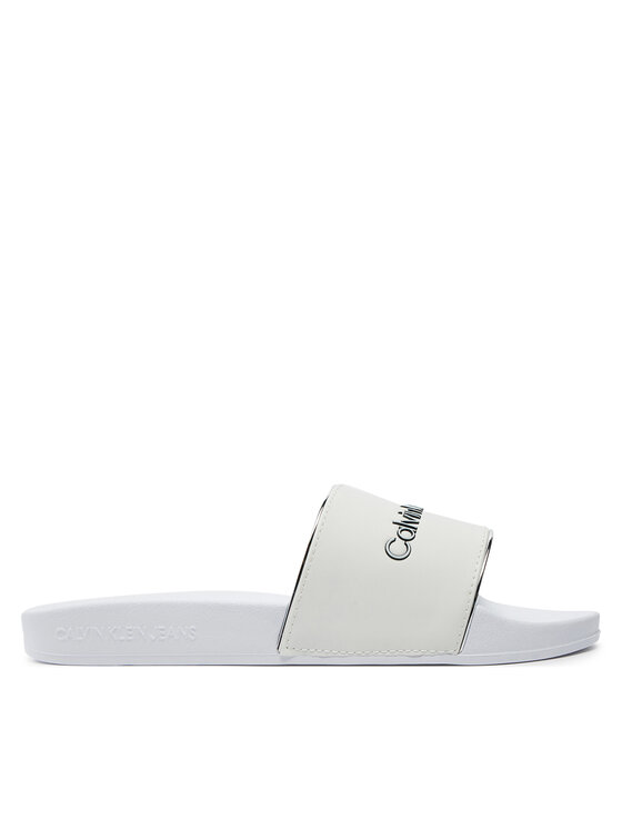 Şlapi Calvin Klein Jeans Slide Instituitional Mtr YW0YW01508 Alb