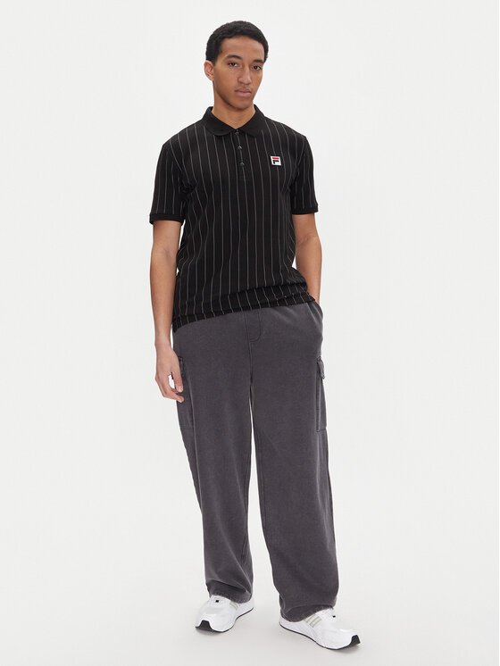 Fila Fila Тениска с яка и копчета Linter FAM0923 Черен Regular Fit