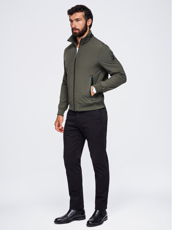 Ombre Ombre Kurtka przejściowa OM-JANP-0233 Czarny Regular Fit