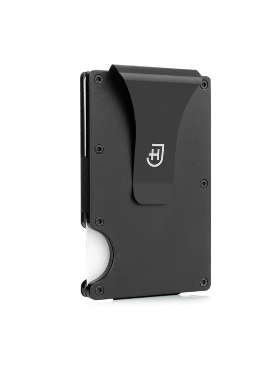 Mały Portfel Męski James Hawk, Czarny, Męski metalowy portfel z aluminium RFID