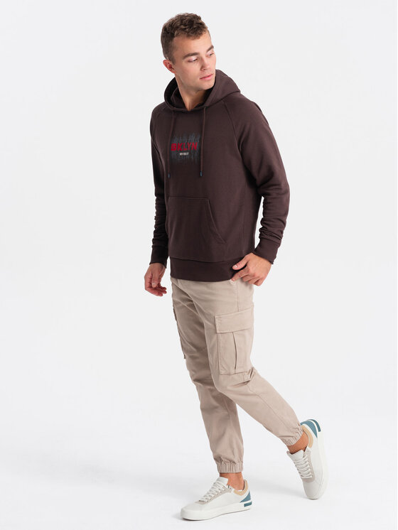 Ombre Ombre Mikina OM-SSPS-0150 Hnědá Regular Fit