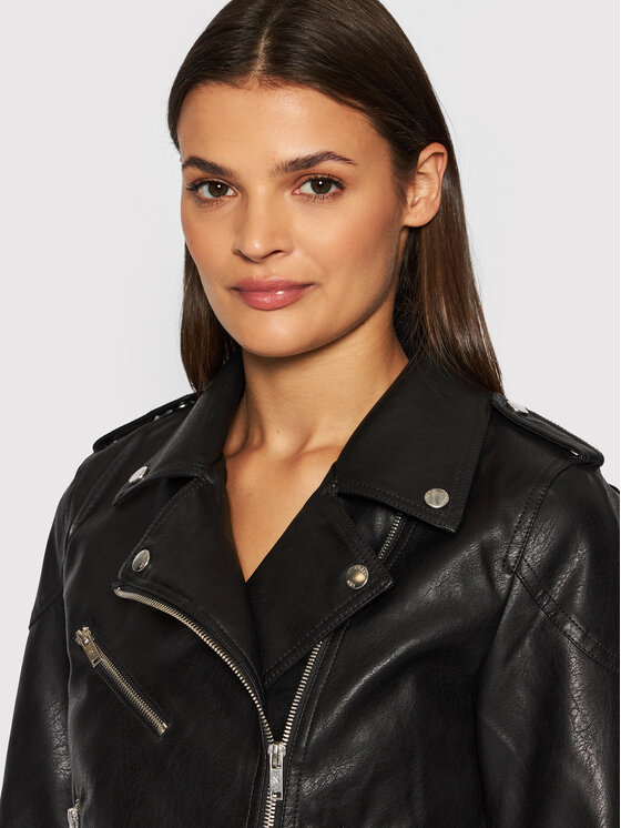 Noisy May Noisy May Jakna iz umetnega usnja Rollo 27017175 Črna Slim Fit