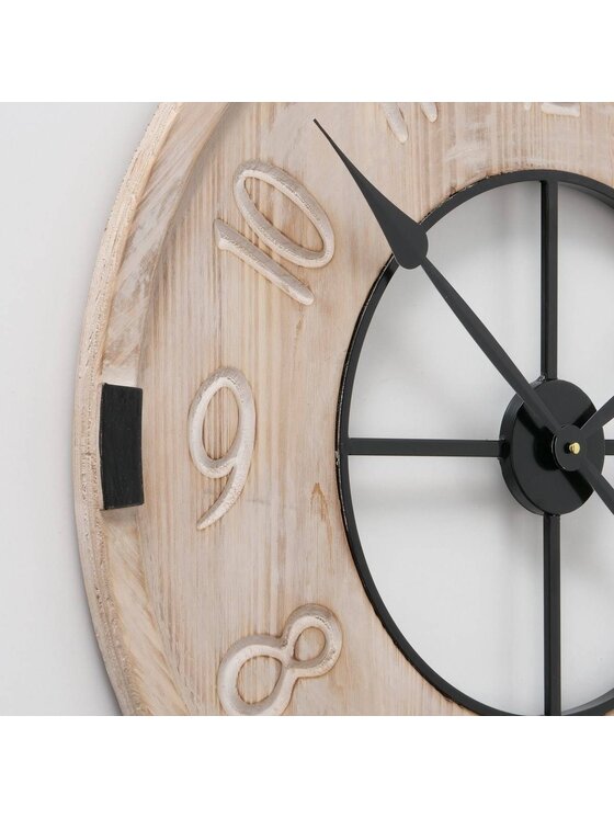 MIAhome MIAhome Zegar ścienny ∅70 cm SHABBY drewniany Beżowy