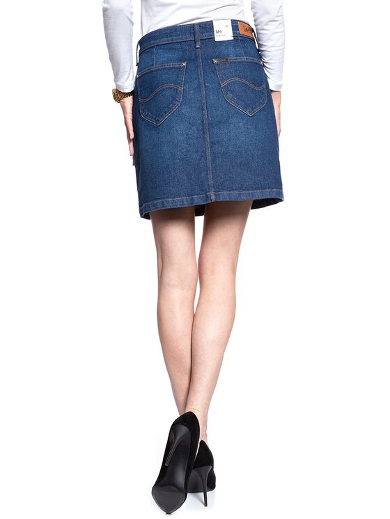 Lee Lee Spódnica mini A LINE SKIRT Niebieski Regular Fit