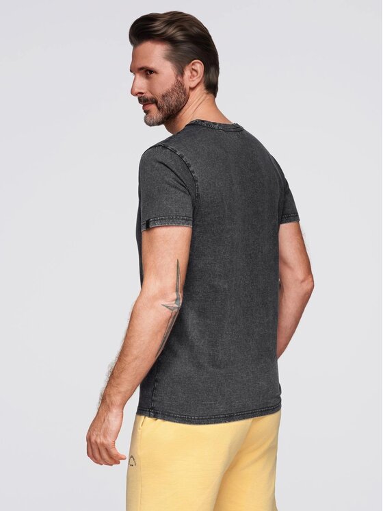 Ombre Ombre T-Shirt OM-TSWT-0116 Czarny Slim Fit