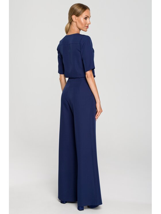 Made of Emotion Made of Emotion Kombinezon M703 Granatowy Wide Leg