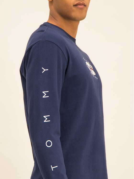 Tommy Jeans Tommy Jeans Longsleeve Novel Logo DM0DM07437 Dunkelblau Regular Fit