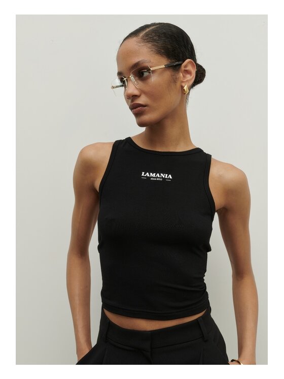 La Mania La Mania Top senza spalline BASIC 3 CROP TOP Nero Classic Fit