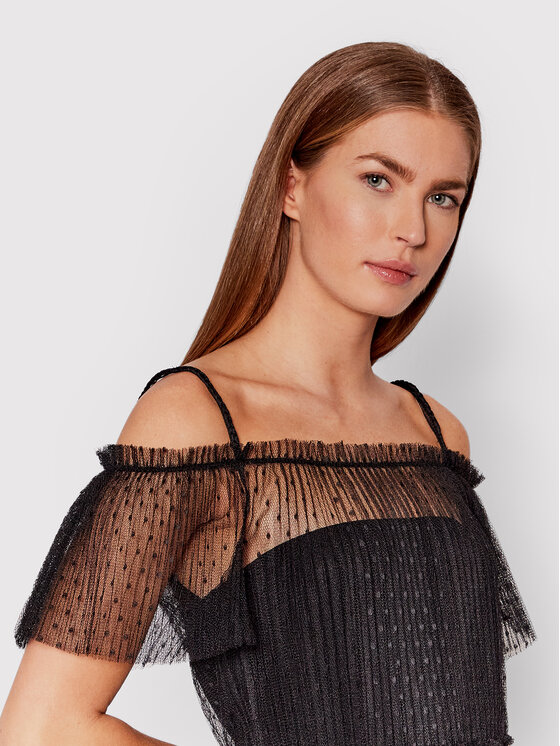 Red Valentino Red Valentino Коктейлна рокля XR0VAEA5 Черен Regular Fit