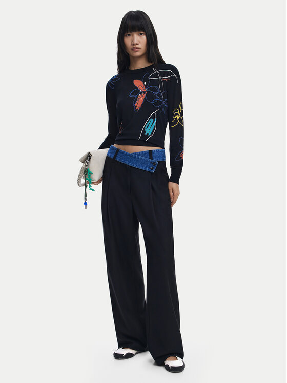 Desigual Desigual Svetr Arty 25WWJF33 Černá Regular Fit