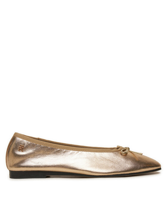 Tommy Hilfiger Baleríny Ballerina Soft Leather Metallic FW0FW08452 Zlatá