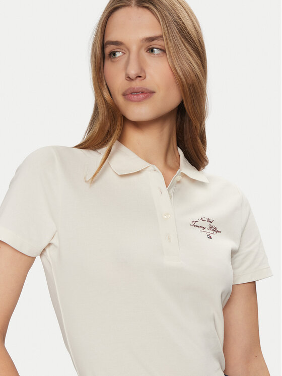 Tommy Hilfiger Tommy Hilfiger Polo WW0WW43930 Beżowy Slim Fit