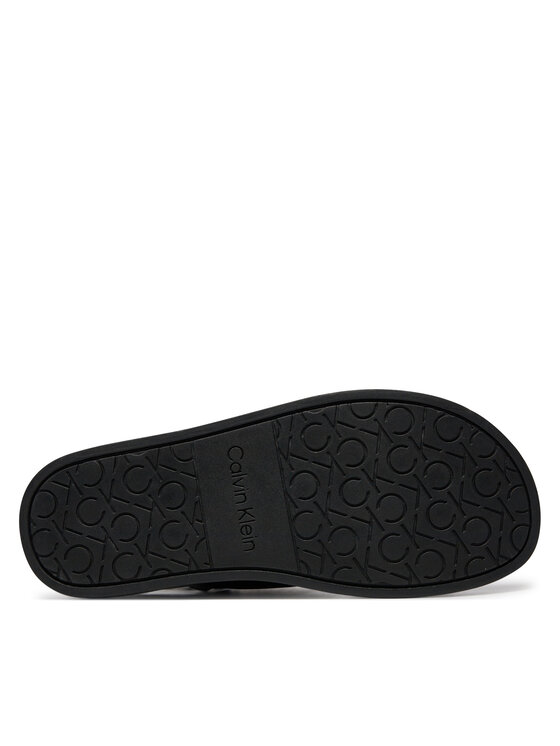 Calvin Klein Calvin Klein Sandále Flat Sandal Calvin Mtl Lth HW0HW01984 Čierna
