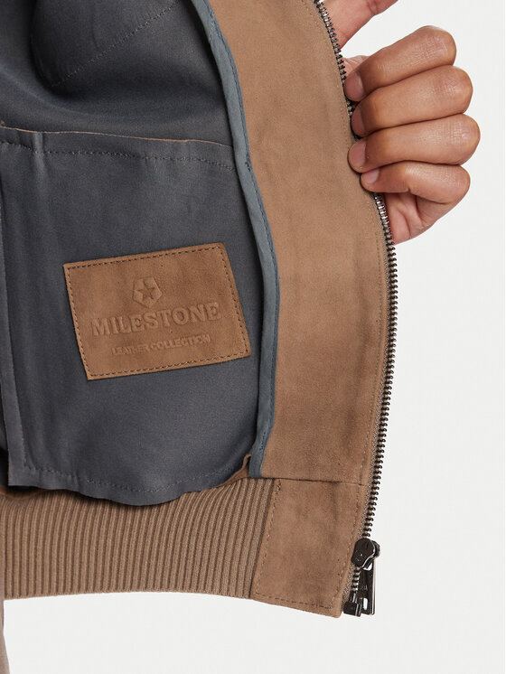 Milestone Milestone Geacă de piele MSRayan 531624 60700 Bej Regular Fit