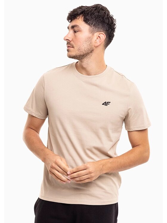 4F 4F T-Shirt 4FWSS26TTSHM4484-83S Μπεζ Regular Fit