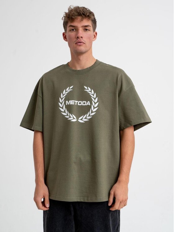 Metoda Sport Metoda Sport T-Shirt Koszulka Z Krótkim Rękawem Oversize Oliwkowa Metoda Sport Laur 2XL Zielony Oversize