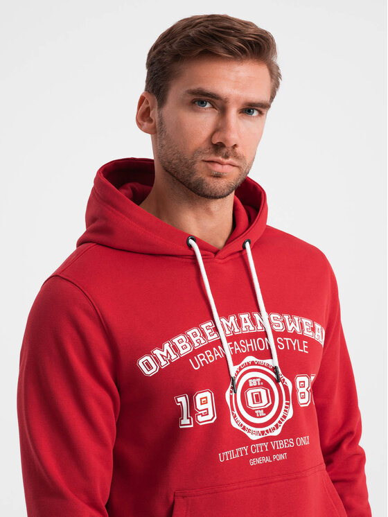 Ombre Ombre Mikina OM-SSPS-0143 Červená Regular Fit
