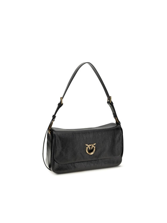 PINKO PINKO Torebka Black Calf Leather Bos Taurus Shoulder Czarny