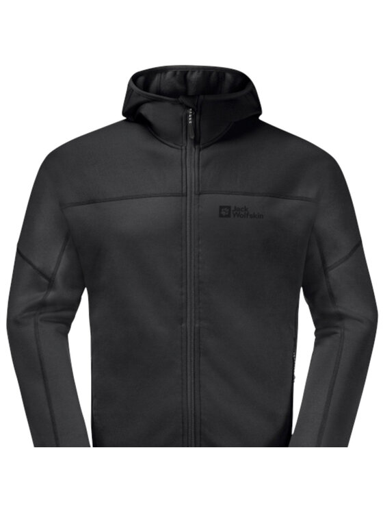 Jack Wolfskin Jack Wolfskin Bluza Hirschberg Hooded FZ M Czarny Regular Fit
