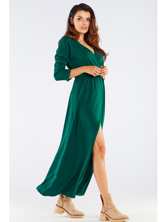 Awama Awama Letní šaty A454 Zelená Basic Fit
