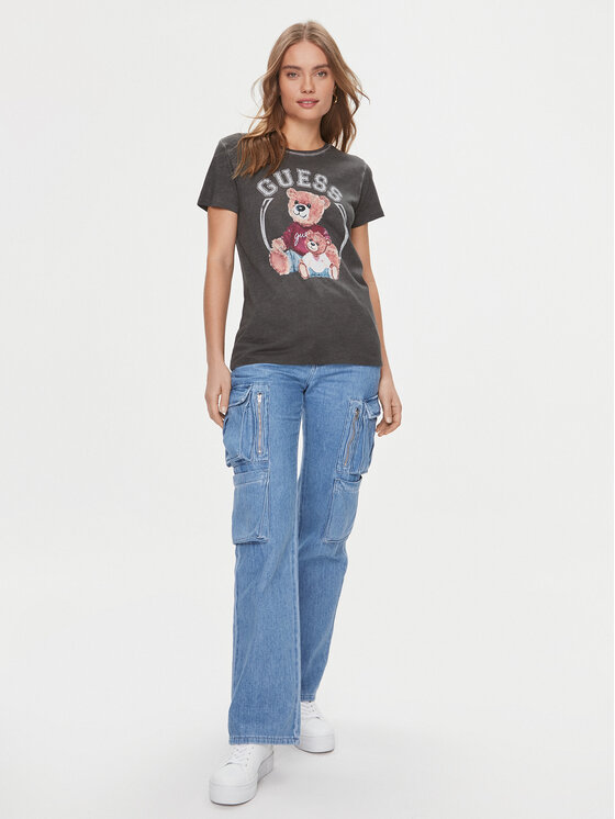 Guess Guess Tričko W4RI86 K9SN1 Čierna Regular Fit