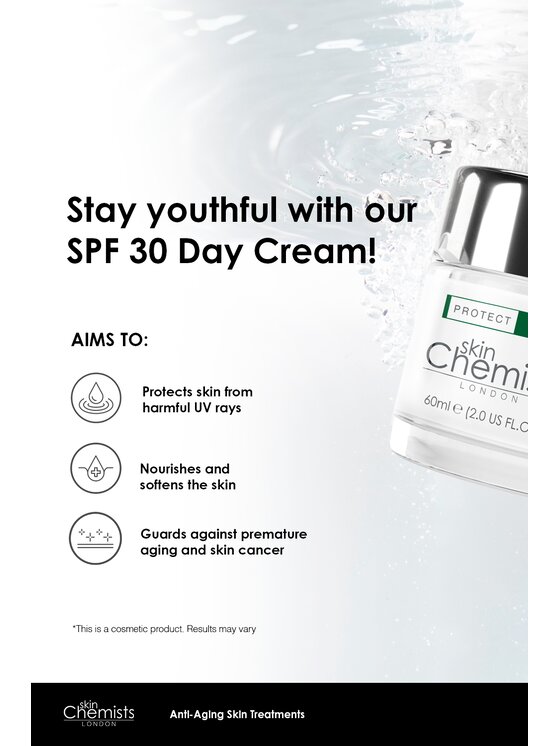 skinChemists skinChemists Krem nawilżający na dzień z filtrem SPF 30 przeciwzmarszczkowy, 60 ml Krem na dzień