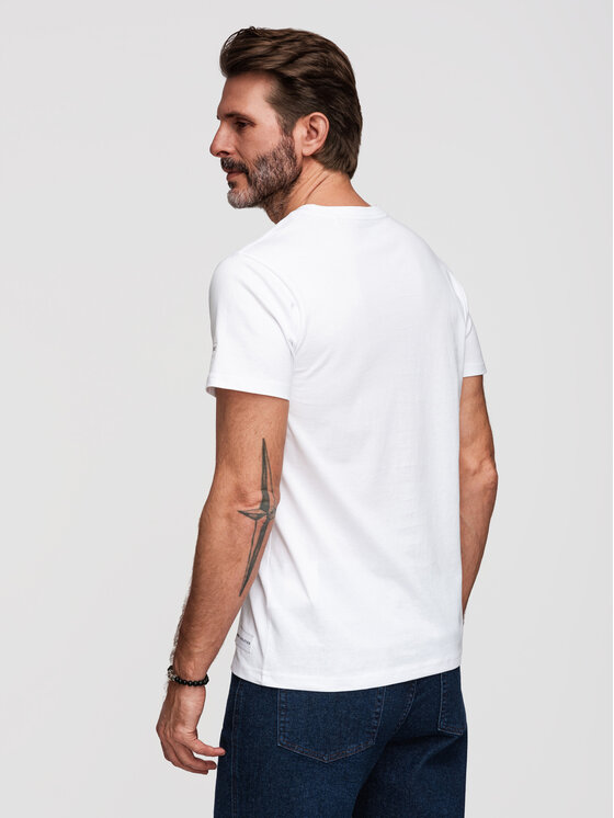 Ombre Ombre T-Shirt OM-TSPT-0269 Biały Regular Fit