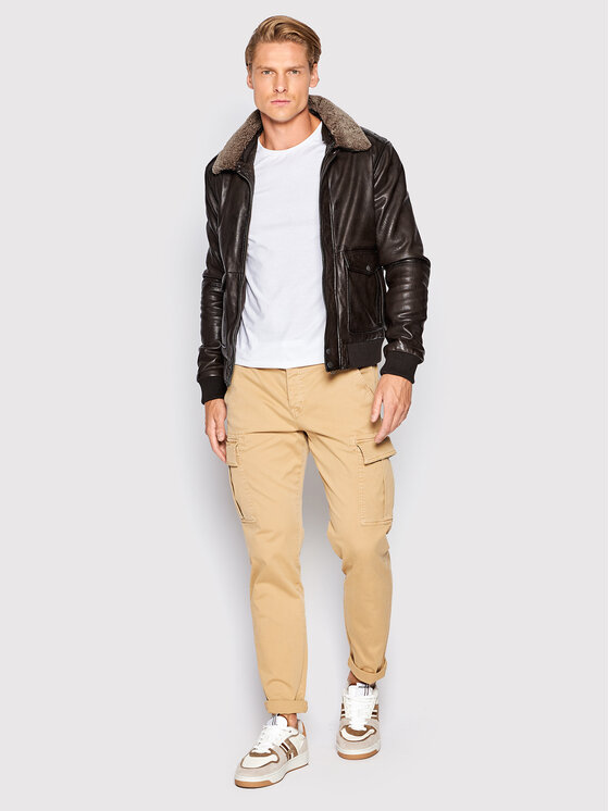 Serge Pariente Serge Pariente Usnjena jakna New Pilot Rjava Regular Fit
