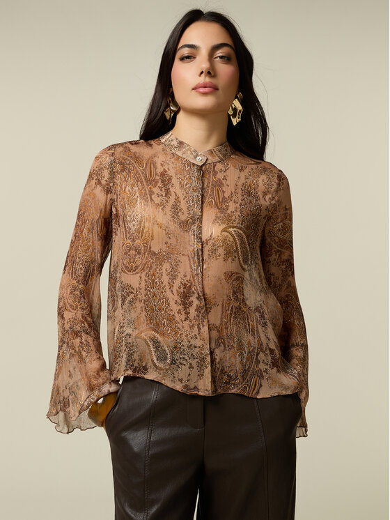 Oltre Oltre Koszula 501CR003373N0R2 Brązowy Regular Fit