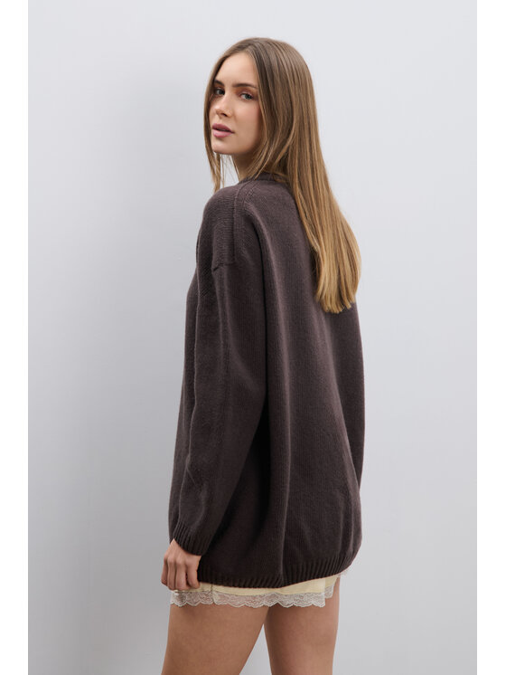 Fobya Fobya Sweter F2115 Brązowy Basic Fit