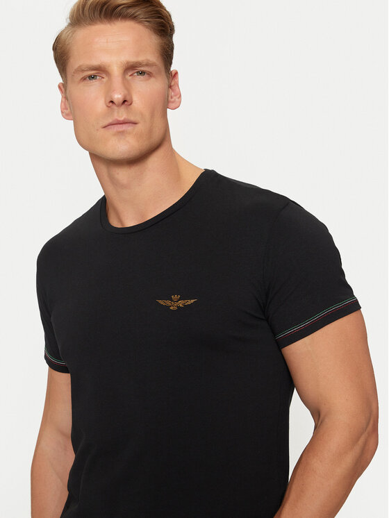 Aeronautica Militare Aeronautica Militare Tričko AM1UTI003 Čierna Regular Fit