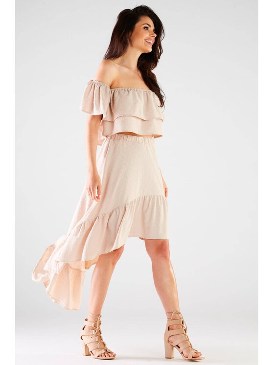 Awama Awama Bluzka A424 Beżowy Basic Fit