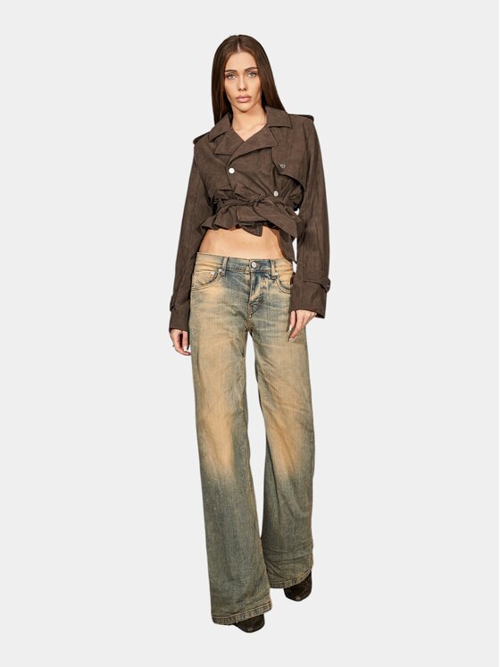 MADE BY SOCIETY MADE BY SOCIETY Spodnie materiałowe Sand Fade - P27377 Niebieski Basic Fit