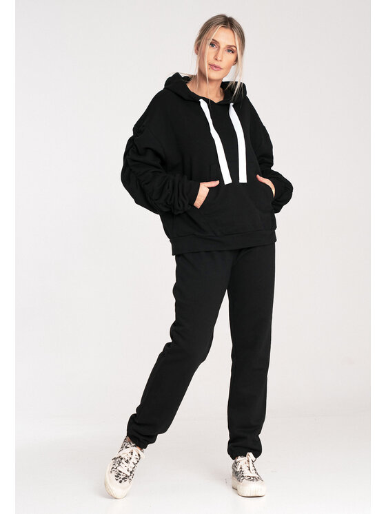 FIGL FIGL Mikina M1055 Černá Loose Fit