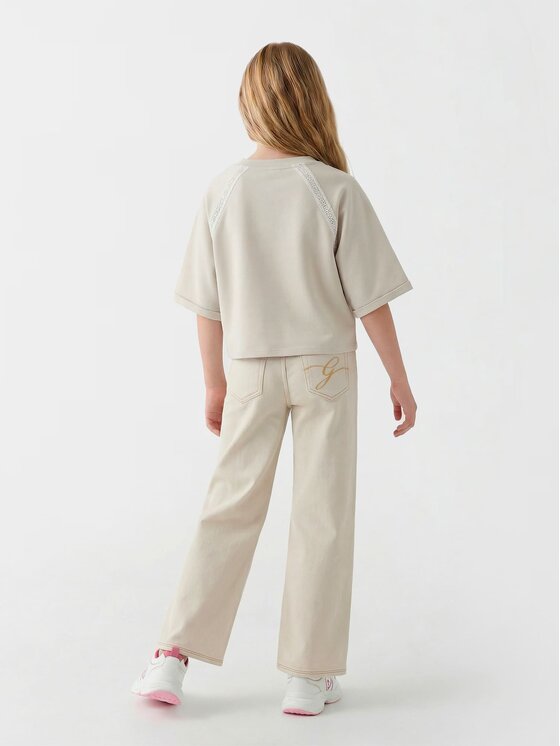 Guess Kids Guess Kids Kalhoty z materiálu 181362 Bílá Regular Fit