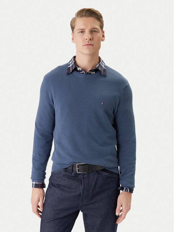 Tommy Hilfiger Sweter Essential MW0MW36347 Niebieski Regular Fit