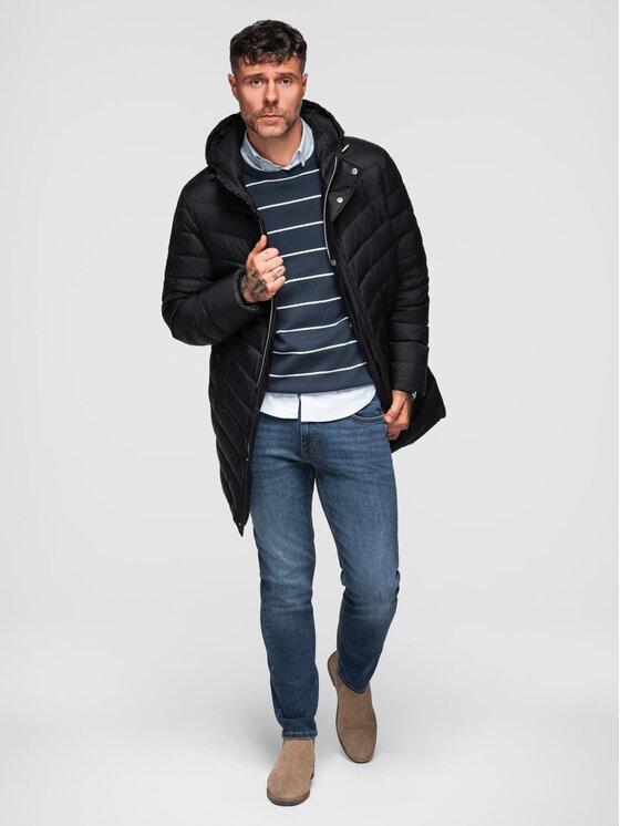 Ombre Ombre Kurtka zimowa OM-JALJ-0212 Czarny Regular Fit